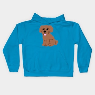 Simple Red Poodle - Blue Kids Hoodie